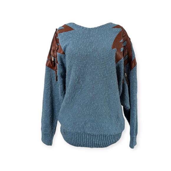 80s Western Applique Kimono sleeve sweater - Picture 3 of 9